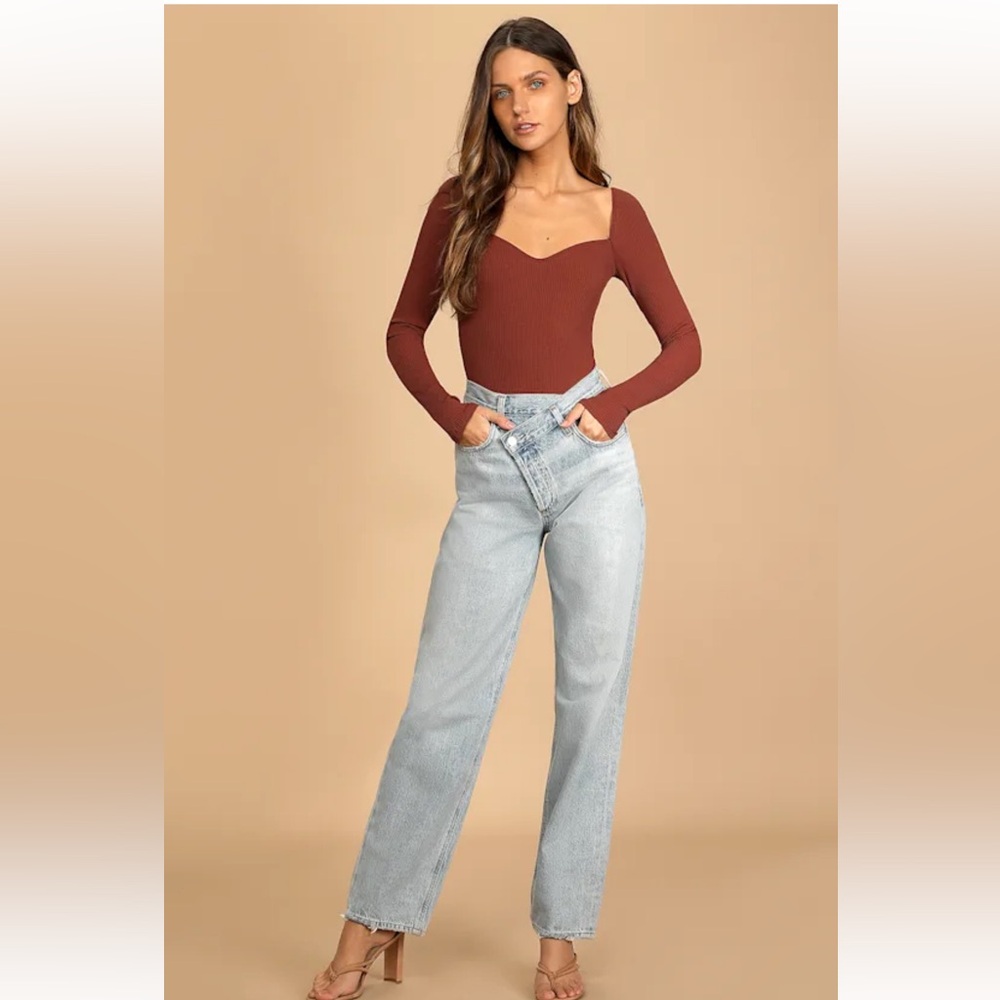 Lulus Ribbed Long Sleeve Bodysuit